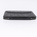 CHANEL Icon iPad Case Leather Black Gold CC Auth 200467-7