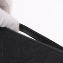 CHANEL Icon iPad Case Leather Black Gold CC Auth 200467-9