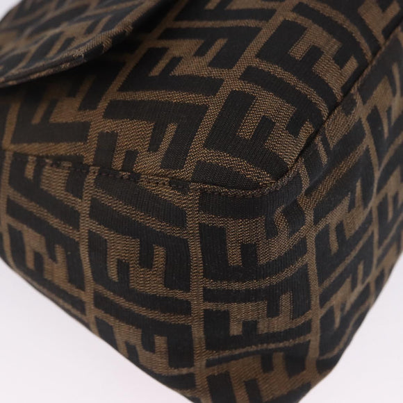 FENDI Zucca Canvas Mamma Baguette Shoulder Bag Brown Black Auth 200470V