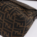 FENDI Zucca Canvas Mamma Baguette Shoulder Bag Brown Black Auth 200470V-15