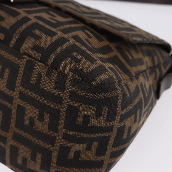 FENDI Zucca Canvas Mamma Baguette Shoulder Bag Brown Black Auth 200470V