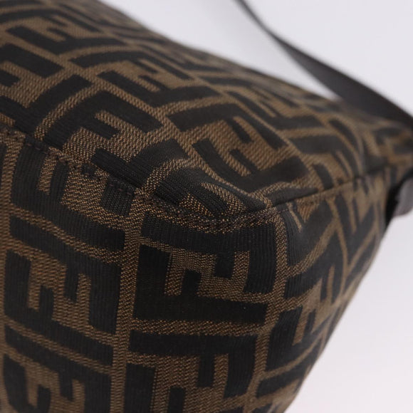 FENDI Zucca Canvas Mamma Baguette Shoulder Bag Brown Black Auth 200470V