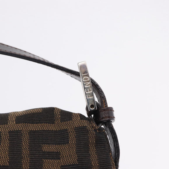 FENDI Zucca Canvas Mamma Baguette Shoulder Bag Brown Black Auth 200470V
