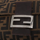 FENDI Zucca Canvas Mamma Baguette Shoulder Bag Brown Black Auth 200470V-19