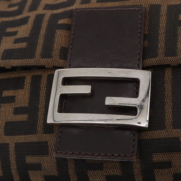 FENDI Zucca Canvas Mamma Baguette Shoulder Bag Brown Black Auth 200470V