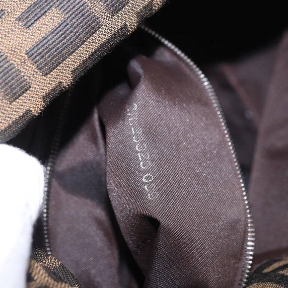 FENDI Zucca Canvas Mamma Baguette Shoulder Bag Brown Black Auth 200470V