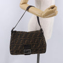 FENDI Zucca Canvas Mamma Baguette Shoulder Bag Brown Black Auth 200470V-26