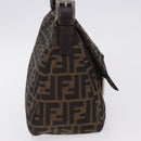 FENDI Zucca Canvas Mamma Baguette Shoulder Bag Brown Black Auth 200470V-4