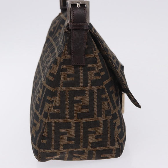 FENDI Zucca Canvas Mamma Baguette Shoulder Bag Brown Black Auth 200470V