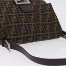 FENDI Zucca Canvas Mamma Baguette Shoulder Bag Brown Black Auth 200470V-6