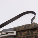 FENDI Zucca Canvas Mamma Baguette Shoulder Bag Brown Black Auth 200470V-8