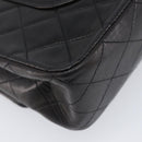 CHANEL Chain Matelasse 25 Shoulder Bag Lamb Skin Black Gold CC Auth 200477SAM-16