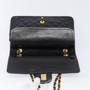 CHANEL Chain Matelasse 25 Shoulder Bag Lamb Skin Black Gold CC Auth 200477SAM-18