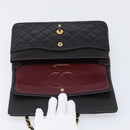 CHANEL Chain Matelasse 25 Shoulder Bag Lamb Skin Black Gold CC Auth 200477SAM-10
