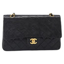 CHANEL Chain Matelasse 25 Shoulder Bag Lamb Skin Black Gold CC Auth 200477SAM-13