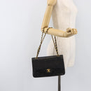CHANEL Chain Matelasse 25 Shoulder Bag Lamb Skin Black Gold CC Auth 200477SAM-25