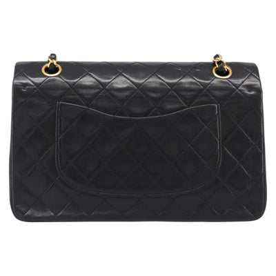 CHANEL Chain Matelasse 25 Shoulder Bag Lamb Skin Black Gold CC Auth 200477SAM - 0