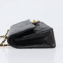 CHANEL Chain Matelasse 25 Shoulder Bag Lamb Skin Black Gold CC Auth 200477SAM-4