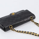CHANEL Chain Matelasse 25 Shoulder Bag Lamb Skin Black Gold CC Auth 200477SAM-6