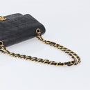CHANEL Chain Matelasse 25 Shoulder Bag Lamb Skin Black Gold CC Auth 200477SAM-7