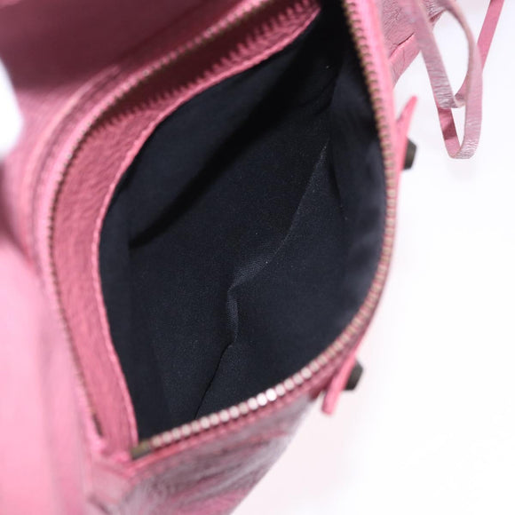 BALENCIAGA Clutch Bag Leather Pink Auth 200479M