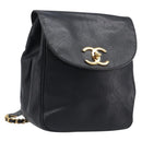 CHANEL Matelasse Backpack Caviar Skin Black Gold CC Auth 200481V-1