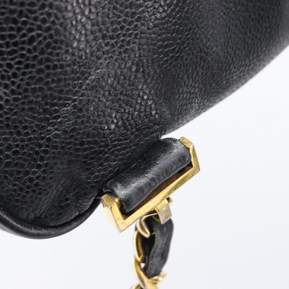 CHANEL Matelasse Backpack Caviar Skin Black Gold CC Auth 200481V