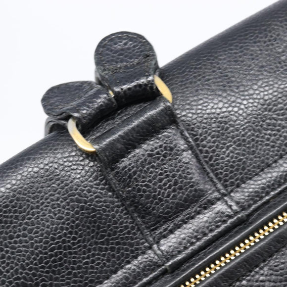 CHANEL Matelasse Backpack Caviar Skin Black Gold CC Auth 200481V