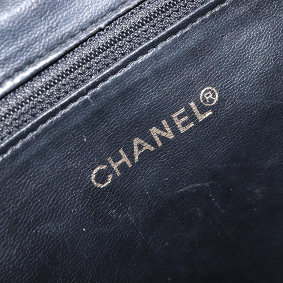 CHANEL Matelasse Backpack Caviar Skin Black Gold CC Auth 200481V
