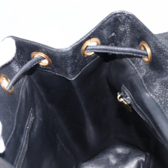 CHANEL Matelasse Backpack Caviar Skin Black Gold CC Auth 200481V