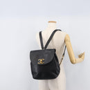 CHANEL Matelasse Backpack Caviar Skin Black Gold CC Auth 200481V-29