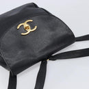 CHANEL Matelasse Backpack Caviar Skin Black Gold CC Auth 200481V-6