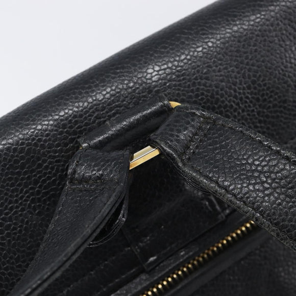 CHANEL Matelasse Backpack Caviar Skin Black Gold CC Auth 200481V