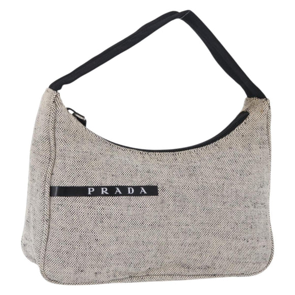 PRADA Hand Pouch Hand Bag Canvas Gray Auth 200483A