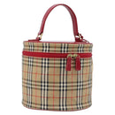 Burberrys Nova Check Vanity Hand Bag Canvas Beige Gold Auth 200484A-1