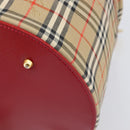 Burberrys Nova Check Vanity Hand Bag Canvas Beige Gold Auth 200484A-14