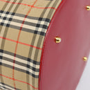 Burberrys Nova Check Vanity Hand Bag Canvas Beige Gold Auth 200484A-15