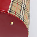 Burberrys Nova Check Vanity Hand Bag Canvas Beige Gold Auth 200484A-16
