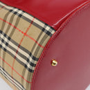 Burberrys Nova Check Vanity Hand Bag Canvas Beige Gold Auth 200484A-9