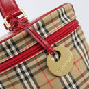 Burberrys Nova Check Vanity Hand Bag Canvas Beige Gold Auth 200484A-17