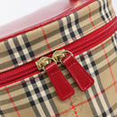 Burberrys Nova Check Vanity Hand Bag Canvas Beige Gold Auth 200484A-18