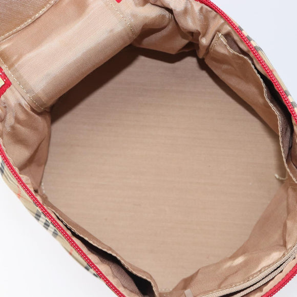 Burberrys Nova Check Vanity Hand Bag Canvas Beige Gold Auth 200484A