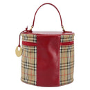 Burberrys Nova Check Vanity Hand Bag Canvas Beige Gold Auth 200484A-2