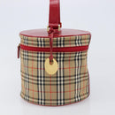 Burberrys Nova Check Vanity Hand Bag Canvas Beige Gold Auth 200484A-3