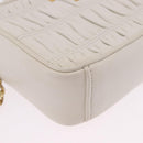 PRADA Gathered Chain Shoulder Bag Leather White Gold Auth 200485V-10