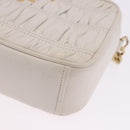 PRADA Gathered Chain Shoulder Bag Leather White Gold Auth 200485V-11