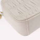 PRADA Gathered Chain Shoulder Bag Leather White Gold Auth 200485V-12