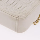 PRADA Gathered Chain Shoulder Bag Leather White Gold Auth 200485V-13