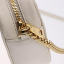 PRADA Gathered Chain Shoulder Bag Leather White Gold Auth 200485V-14