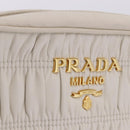 PRADA Gathered Chain Shoulder Bag Leather White Gold Auth 200485V-15